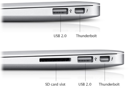 порты ноутбука Apple MacBook Air версии 2011 новые порты ноутбука Apple MacBook Air версии 2011