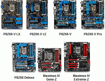 материнские платы Asus Z68 Series материнские платы Asus Z68 Series