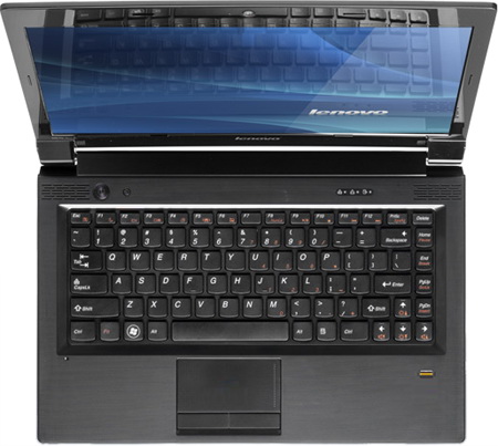 ноутбук Lenovo Essential B470 вид сверху