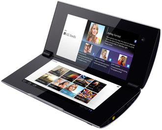 планшет Sony Tablet P как нетбук планшет Sony Tablet P в раскрытом состоянии