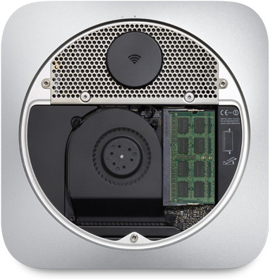 Apple Mac mini позволяет сделать апгрейд в Apple Mac mini легко добавить память