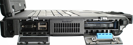разъемы на левой стороне ноутбука Dell Latitude E6400 XFR Dell Latitude E6400 XFR порты слева