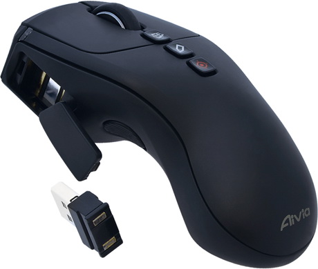 USB ресивер удобно прячется в специальном отсеке мышь-презентер Gigabyte Aivia Neon